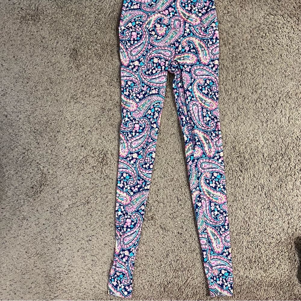 K-Deer Size Large Summer Of Love Bright Colorful Full-Length Paisley Leggings
